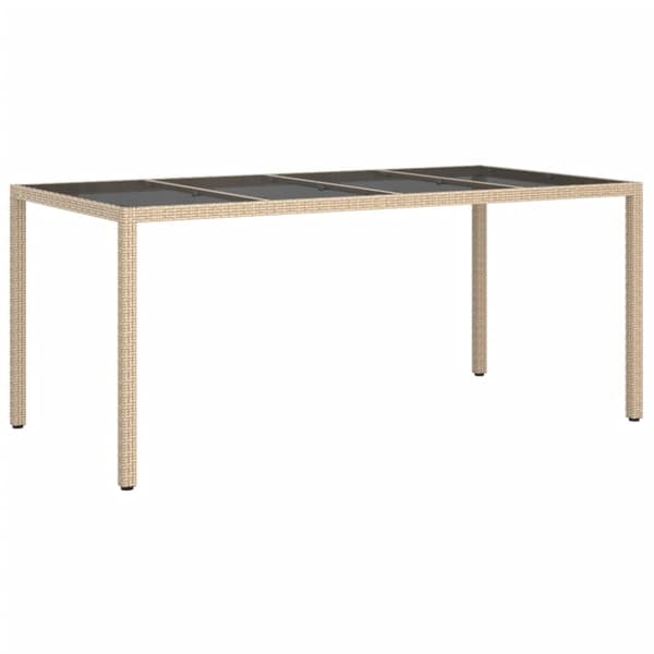 Havebord 190x90x75 cm hærdet glas og polyrattan beige - Havebord - Haveborde - Home & Living