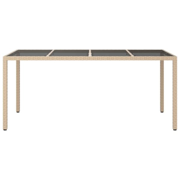 Havebord 190x90x75 cm hærdet glas og polyrattan beige - Havebord - Haveborde - Home & Living