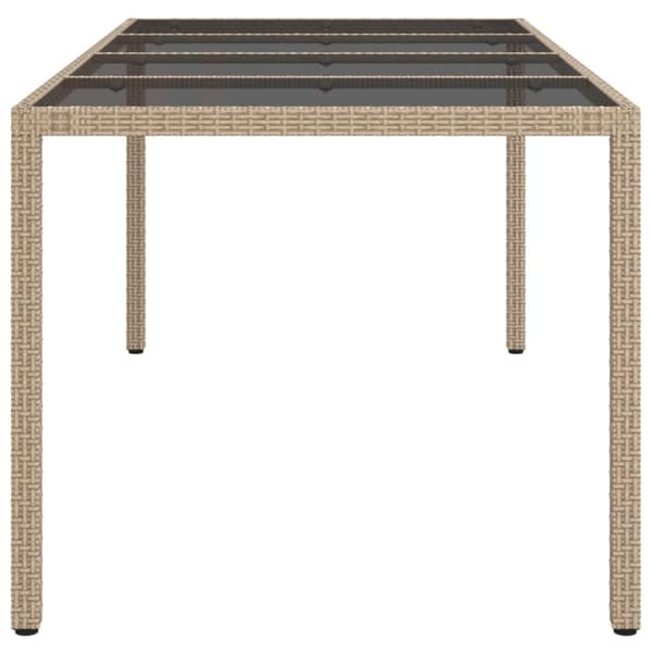 Havebord 190x90x75 cm hærdet glas og polyrattan beige - Havebord - Haveborde - Home & Living