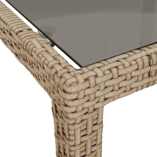 Havebord 190x90x75 cm hærdet glas og polyrattan beige - Havebord - Haveborde - Home & Living