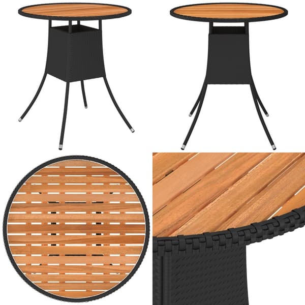 Matbord för trädgård svart Ø70cm konstrotting och massiv akacia - Bord - Köksbord - Home & Living