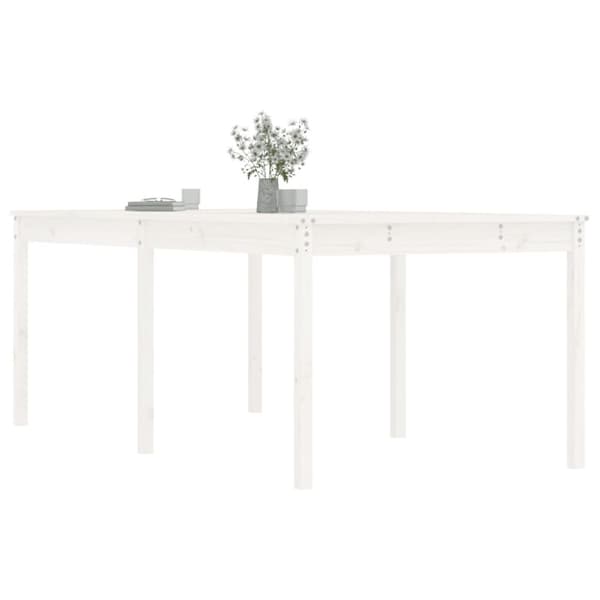 Puutarhapöytä valkoinen 203,5x100x76 cm täysi mänty - Puutarhapöytä - Puutarhapöydät - Home & Living