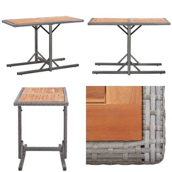 Havebord polyrattan og massivt akacietræ antracitgrå - Udendørs Bord - Udendørs Borde - Home & Living