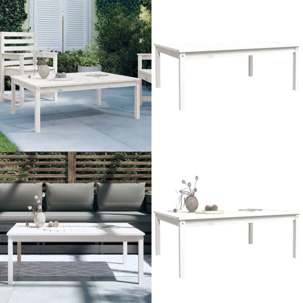 Havebord 121x82,5x45 cm massivt fyrretræ hvid - Havebord - Haveborde - Home & Living