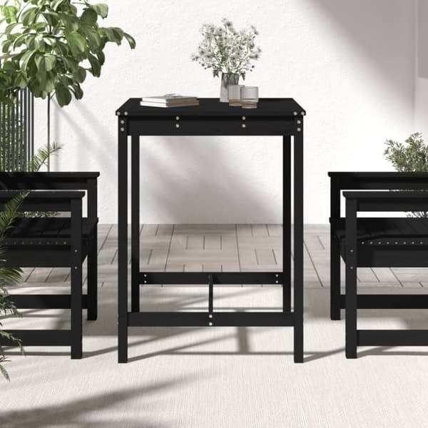 Havebord 82,5x82,5x110 cm massivt fyrretræ sort - Havebord - Haveborde - Home & Living
