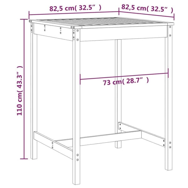 Havebord 82,5x82,5x110 cm massivt fyrretræ sort - Havebord - Haveborde - Home & Living