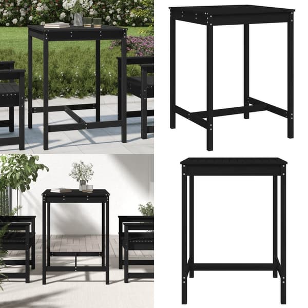 Havebord 82,5x82,5x110 cm massivt fyrretræ sort - Havebord - Haveborde - Home & Living