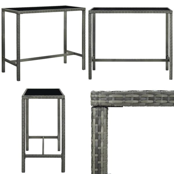 Barbord för trädgård grå 130x60x110 cm konstrotting och glas - Barbord - Bar Bord - Home & Living