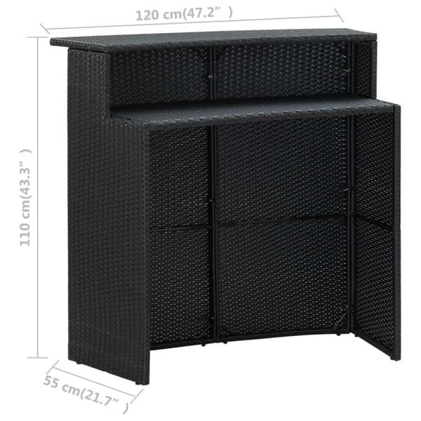 Barbord til haven 120x55x110 cm polyrattan sort - Barbord - Barborde - Home & Living