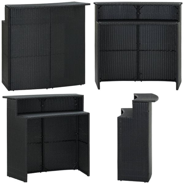 Barbord til haven 120x55x110 cm polyrattan sort - Barbord - Barborde - Home & Living