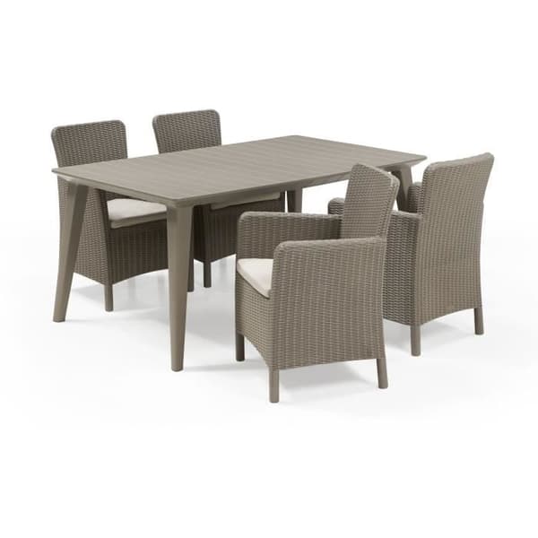 Trädgårdsbord - rektangulärt 160cm - cappuccino - i harts - 6 personer - Lima -Allibert av KETER