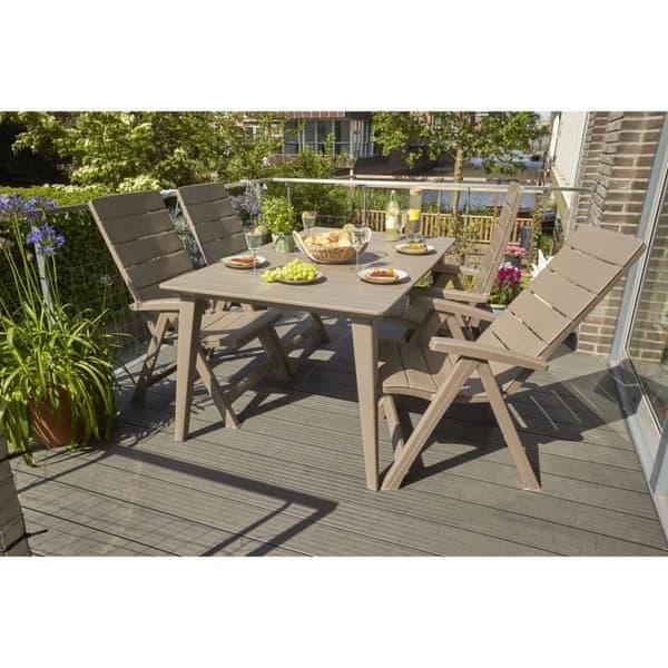 Trädgårdsbord - rektangulärt 160cm - cappuccino - i harts - 6 personer - Lima -Allibert av KETER