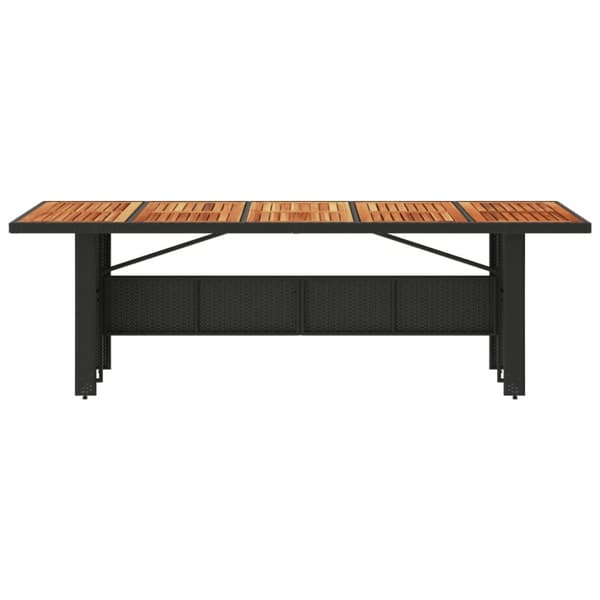 Puutarhapöytä akaasia pöytälevy musta 240x90x75 cm polyrottinki