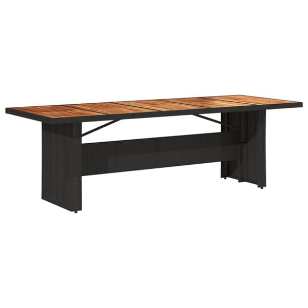 Puutarhapöytä akaasia pöytälevy musta 240x90x75 cm polyrottinki