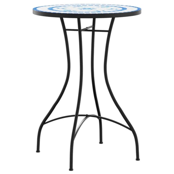 bistrobord med mosaikdesign Ø50x70 cm keramisk blå og hvid