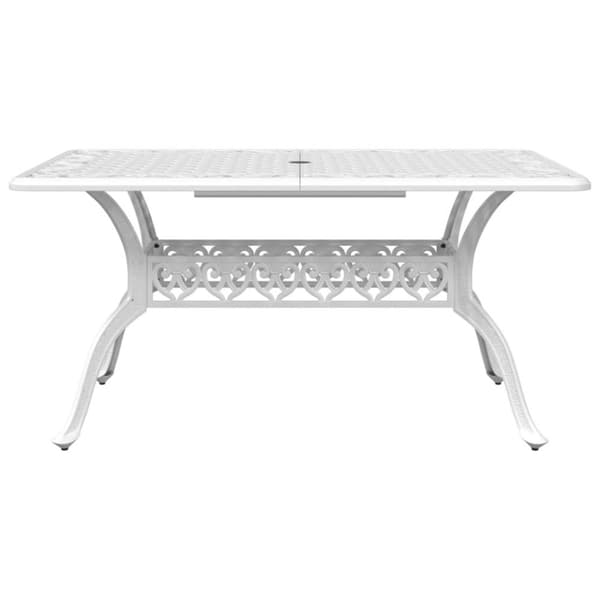 havebord 150x90x72 cm støbt aluminium hvid