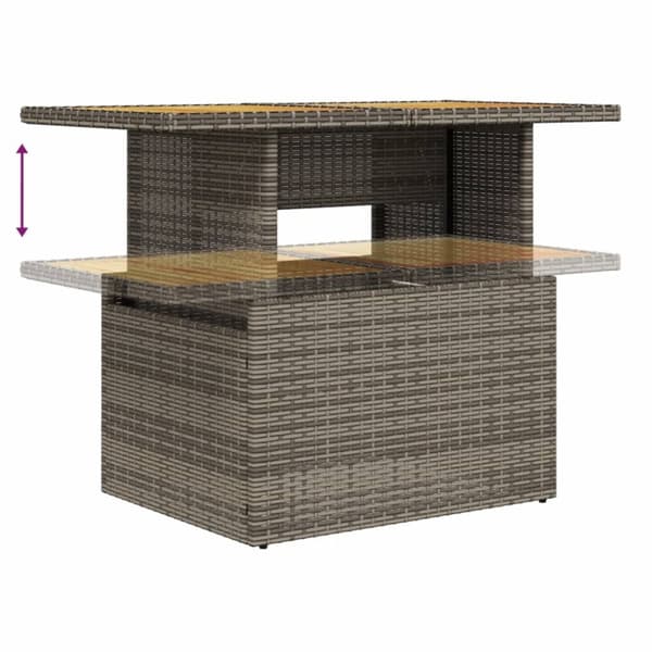havebord 100x55x73 cm polyrattan og akacietræ grå