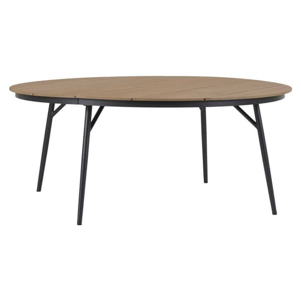 Dan havebord Ø178cm sort,teak dekor.