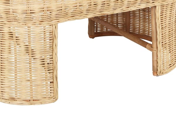 Havebord i naturlig rattan 96 x 60 cm medium vejrbestandig haveterrasse i boho-stil
