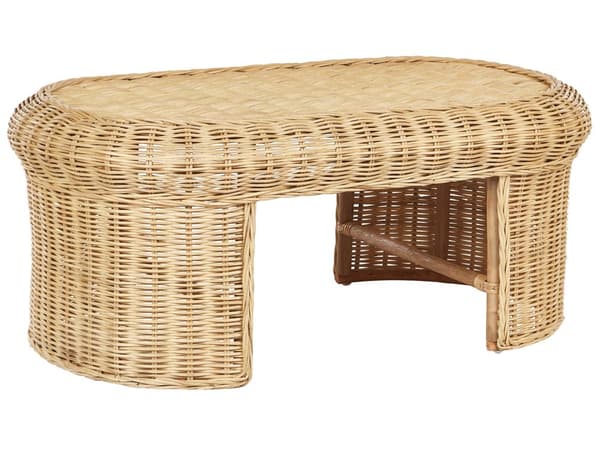 Havebord i naturlig rattan 96 x 60 cm medium vejrbestandig haveterrasse i boho-stil