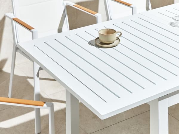 Puutarhapöytä jatkettava valkoinen alumiini 180/240 x 90 cm sisälle ulos moderni tyyli