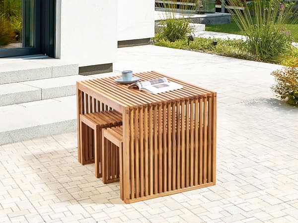 Trädgårdsmatbord Ljust Akacia Massivt Trä 120 x 70 cm 4-sits Rektangulärt Inomhus Utomhus Rustik