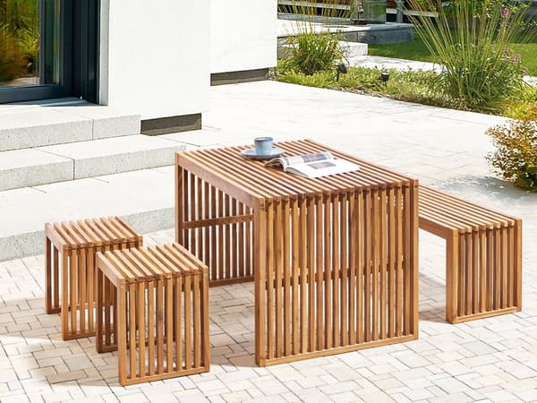 Trädgårdsmatbord Ljust Akacia Massivt Trä 120 x 70 cm 4-sits Rektangulärt Inomhus Utomhus Rustik