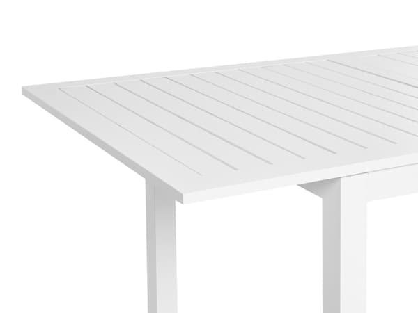 Havebord med udtræk i hvid aluminium 180/240 x 90 cm til indendørs og udendørs brug i moderne stil