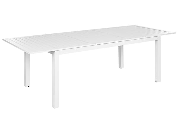 Havebord med udtræk i hvid aluminium 180/240 x 90 cm til indendørs og udendørs brug i moderne stil