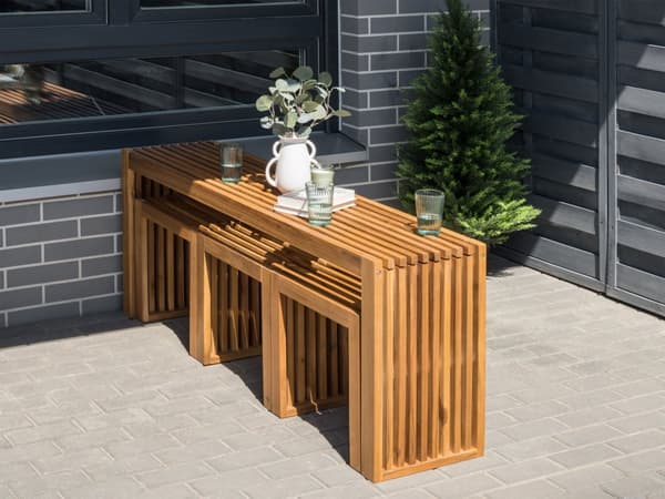 Spisebord Massivt Tre Lys Akasie 150 x 35 cm 4 Seter Rektangulært Innendørs Utendørs Rustikk