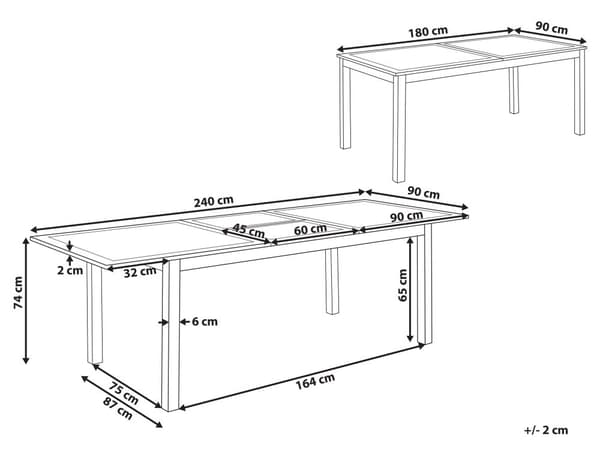 Trädgårdsbord Förlängningsbart Mörkgrå aluminium 180/240 x 90 cm Utemöbler Trädgård Uteplats