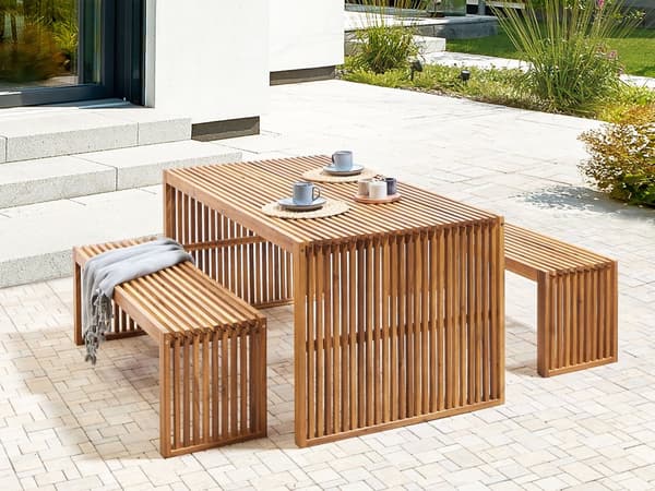 Hagebord Lyst akasietre 180 x 90 cm 6 personer Moderne design Spisebord Hagemøbler Utendørs