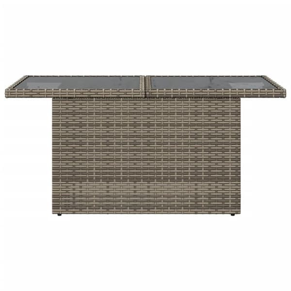 vidaXL havebord med glastop 100x55x73 cm polyrattan grå