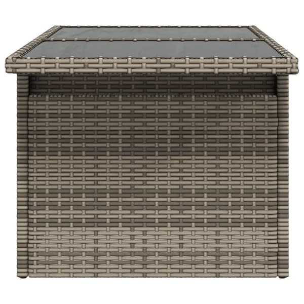 vidaXL havebord med glastop 100x55x73 cm polyrattan grå