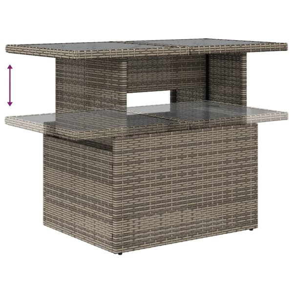 vidaXL havebord med glastop 100x55x73 cm polyrattan grå