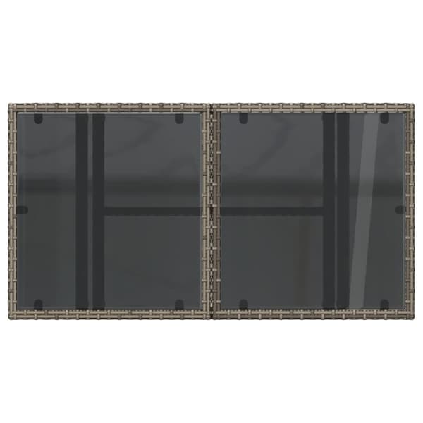 vidaXL havebord med glastop 100x55x73 cm polyrattan grå