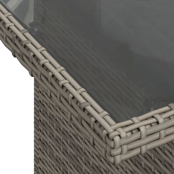 vidaXL havebord med glastop 100x55x73 cm polyrattan grå
