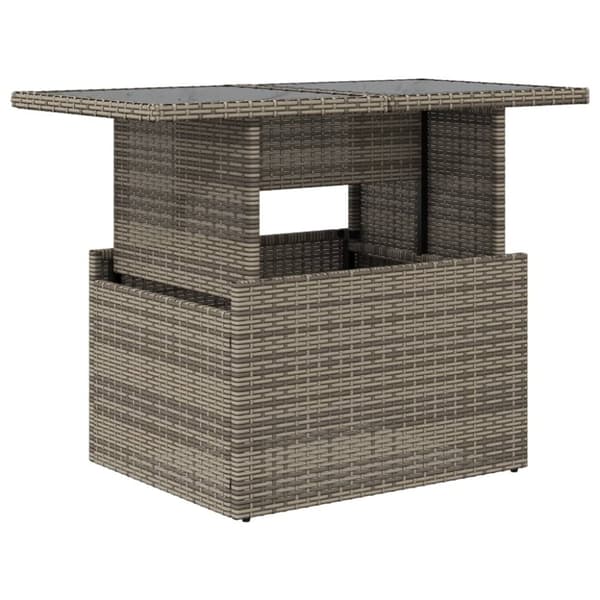 vidaXL havebord med glastop 100x55x73 cm polyrattan grå