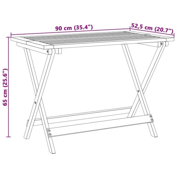 vidaXL Sammenleggbart hagebord 90x52,5x65 cm heltre akasie