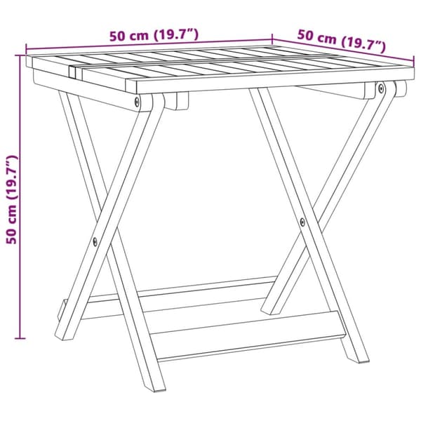 vidaXL foldbart havebord 50x50x50 cm massivt akacietræ