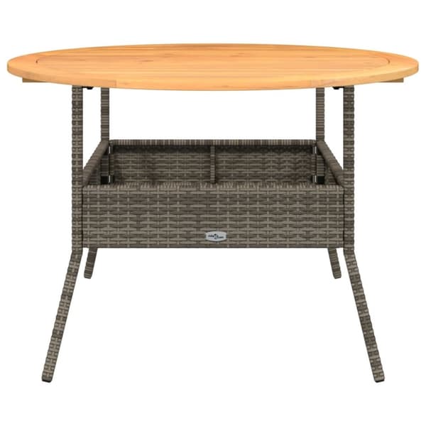 vidaXL Puutarhapöytä akasiapuu ja harmaa polyrottinki Ø110x71 cm