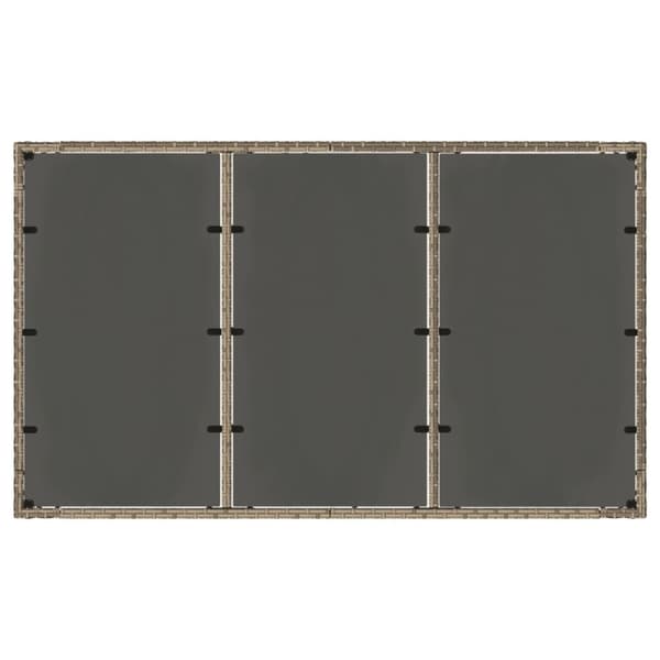 vidaXL havebord med glastop 150x90x75 cm polyrattan grå