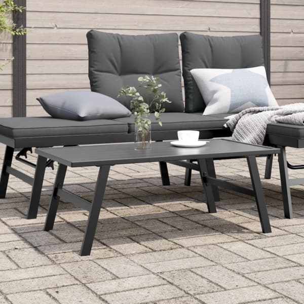 vidaXL Ulkosohvapöytä musta 90x45x35 cm jauhemaalattu teräs