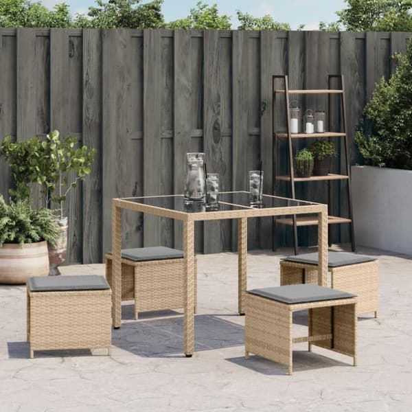 vidaXL Trädgårdspallar m. dynor 4 st mix beige 40x40x35cm konstrotting