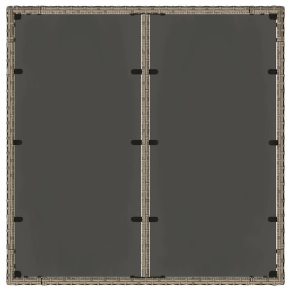 vidaXL Hagebord med glassplate grå 90x90x75 cm polyrotting