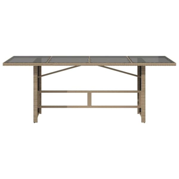 vidaXL havebord med glastop 190x80x75 cm polyrattan beige