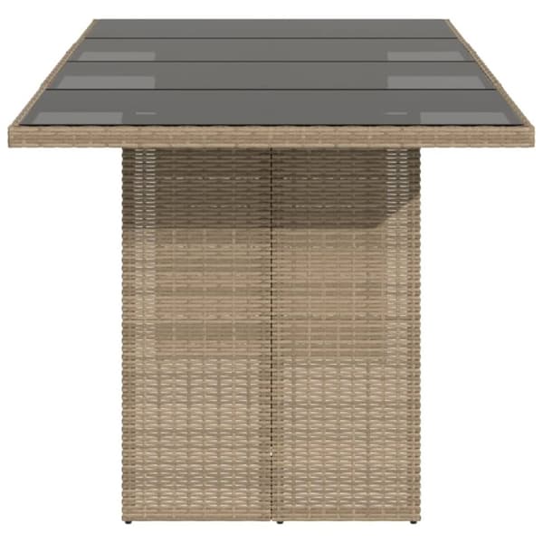 vidaXL havebord med glastop 190x80x75 cm polyrattan beige