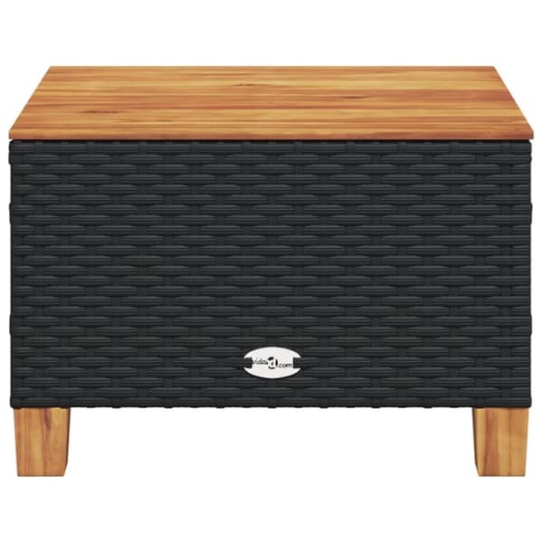 vidaXL havebord 55x55x36 cm polyrattan og akacietræ sort