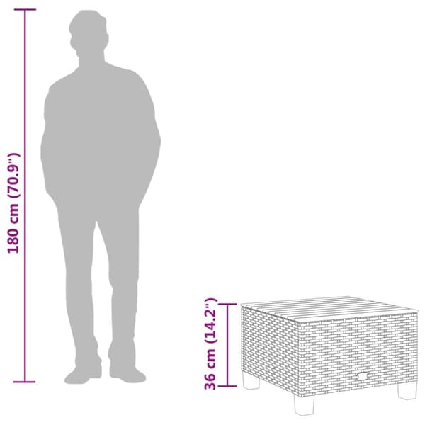 vidaXL havebord 55x55x36 cm polyrattan og akacietræ sort
