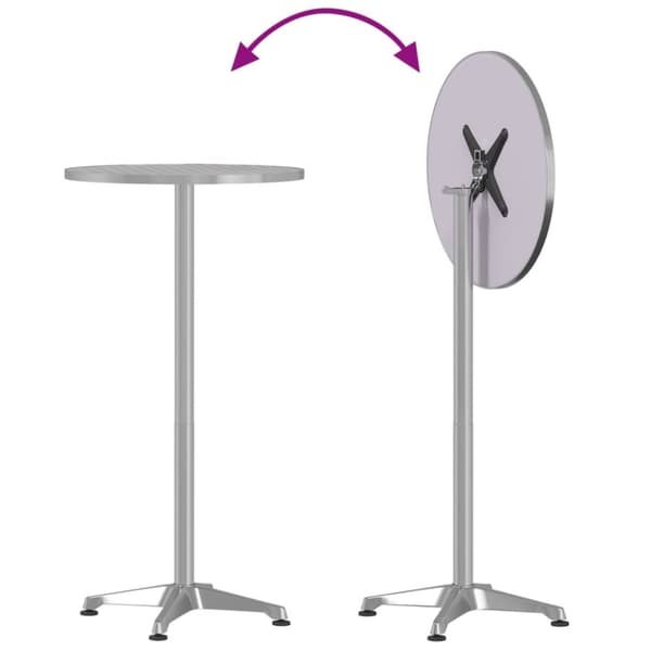 vidaXL Barbord för trädgården höjdjusterbar Ø59,5x70/114,5cm aluminium